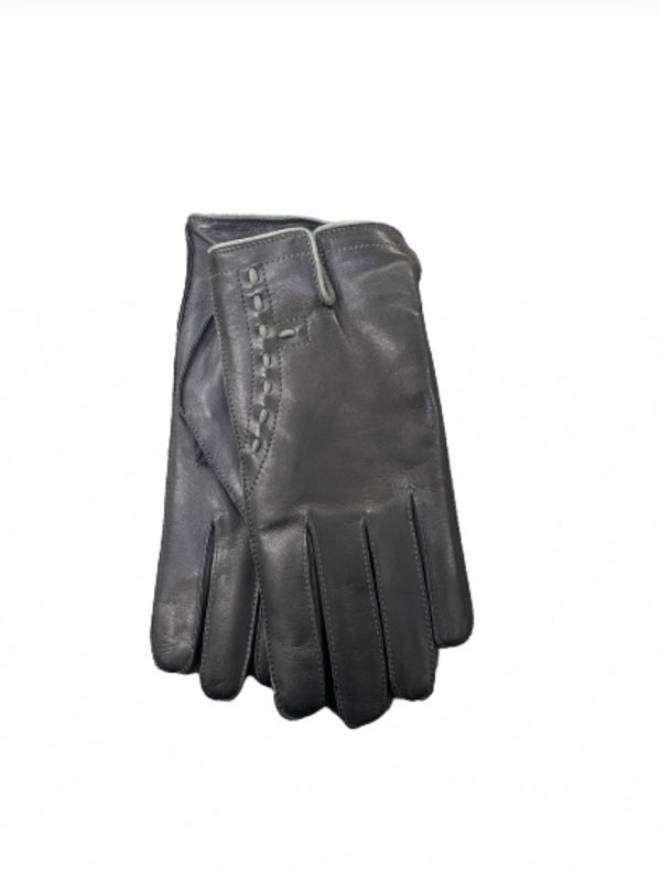 Gants en cuir doublés cachemire cousus main pour homme avec détails contrastés -Tom