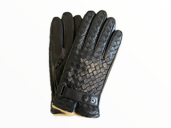 Gants en cuir doublés de cachemire pour homme avec détails tissés-Hamilton 2