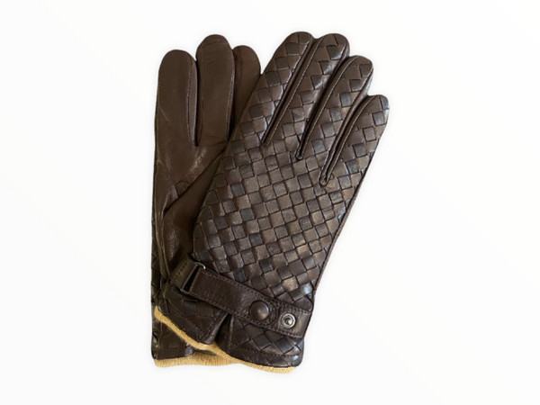 Gants en cuir doublés de cachemire pour homme avec détails tissés-Hamilton 2