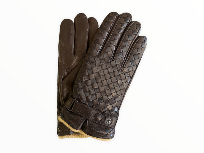 Gants en cuir doublés de cachemire pour homme avec détails tissés-Hamilton 2