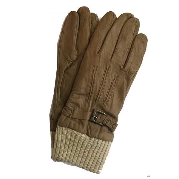 Gants en cuir d'agneau doublés de cachemire faits à la main pour hommes avec poignets en cachemire tricotés-Fergus McF