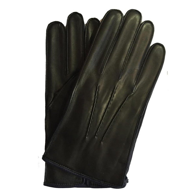 Gants en cuir doublés de cachemire pour hommes avec détails de couleur contrastée-O'Connell